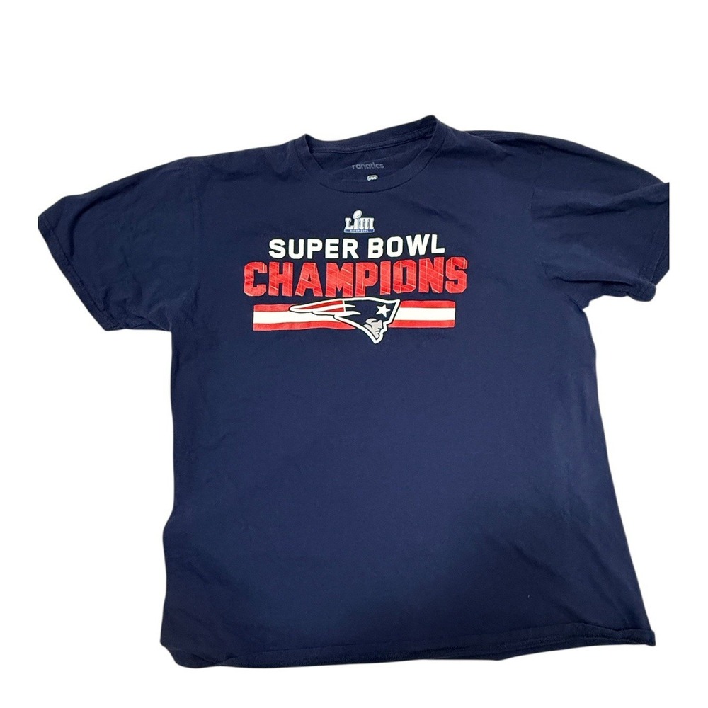 New England Patriots Super Bowl LIII Champions T-Shirt Navy Blue Sz Large NFL